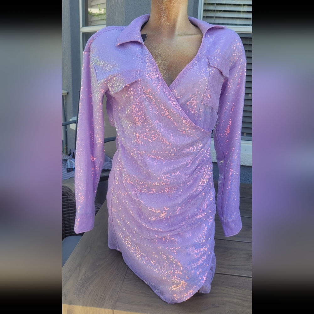 Lelis Stunning Bling Sequin Wrap Dress